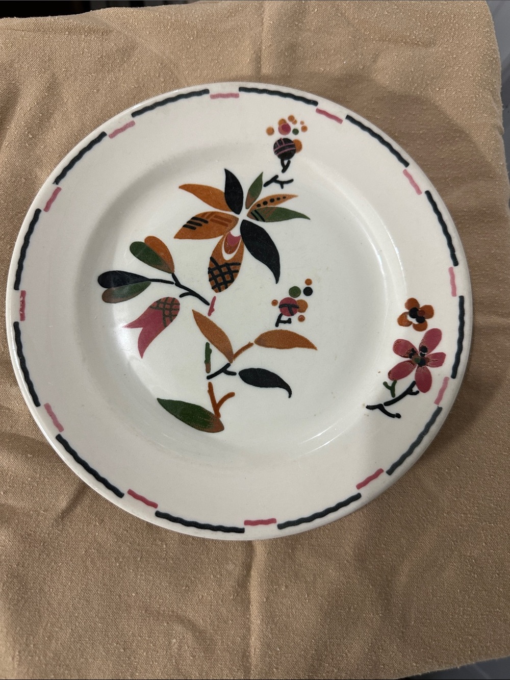 Floral Ceramic Dinner Plate in Cream with Multicolor Accents